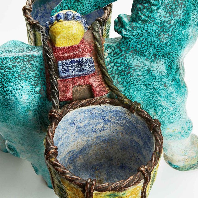 Large Ceramic Donkey with Egg Baskets, Perugia, 1950s For Sale - Image 4 of 9