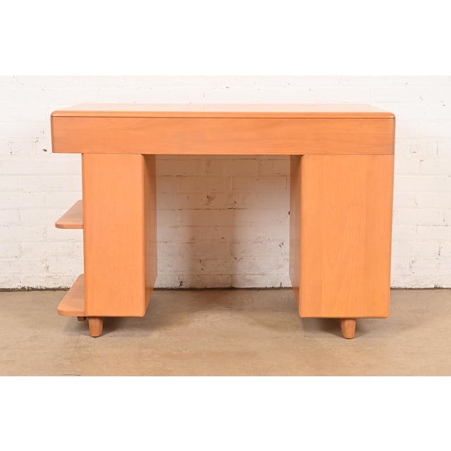Heywood Wakefield Mid-Century Modern Solid Maple Desk With Built-in Bookcase, 1950s For Sale - Image 13 of 15