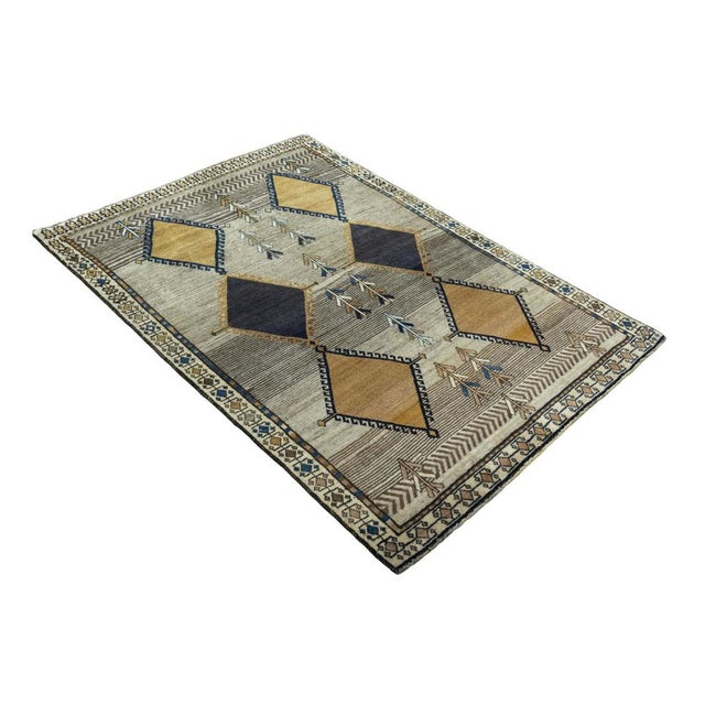 Mid-Century Modern Vintage Hand-Knotted Wool Rug For Sale - Image 3 of 11