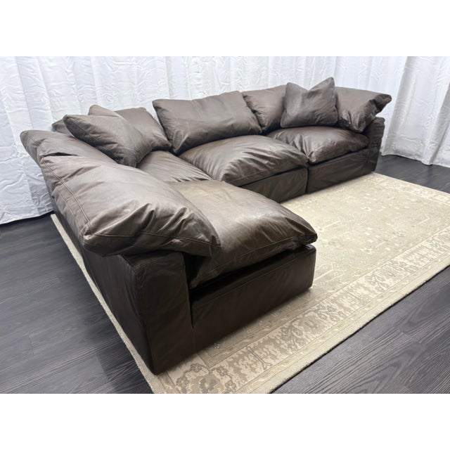 Rh Cloud® Modular Leather Sectional — 4-Piece For Sale - Image 10 of 18