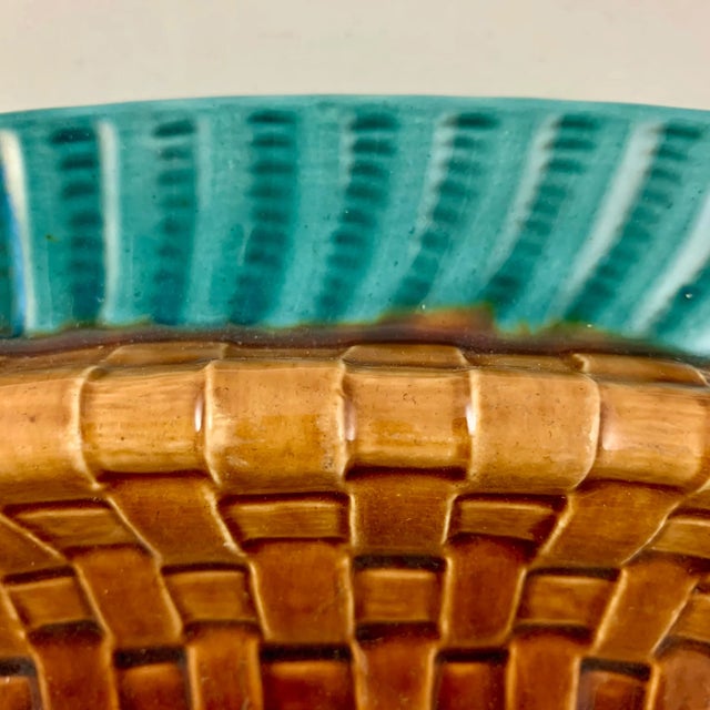 Teal French Creil Et Montereau Trompe l'Oeil Asparagus Server C.1890 For Sale - Image 8 of 13