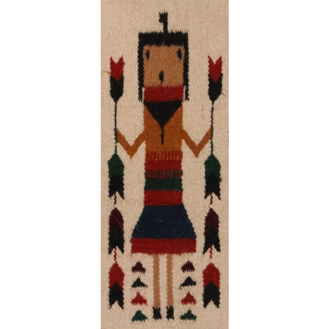 Vintage Tan Yei Navajo Style Rug Wall Hanging For Sale - Image 4 of 5