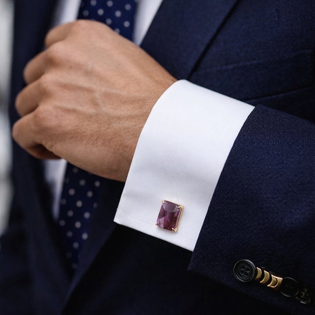 The Hassan Cufflinks are a refined blend of vintage charm and minimalist design, showcasing rectangular semi-precious...