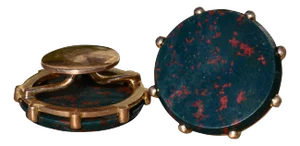 The Aldines: Men's Antique 14K Rose Gold Bloodstone Cuff Links, 2 Pieces