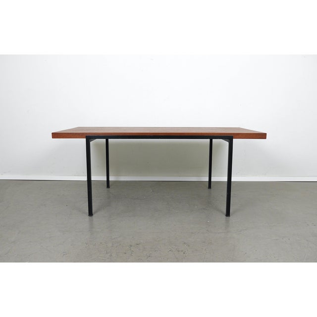 Wood Teak Coffee Table with Black Metal Frame by Eduard Ludwig for Lotos Werkkunst, Germany, 1960s For Sale - Image 7 of 18