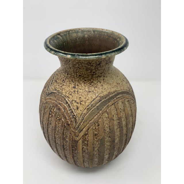 Mid Century Textured Ceramic Vase For Sale - Image 10 of 10