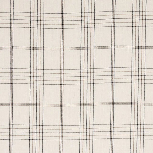 Schumacher Nils Plaid Linen Fabric in Charcoal For Sale