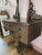 American Empire Dressing Table or Writing Table with Pedestal Base and clawfeet. Featuring 2 prominent upright posts with...