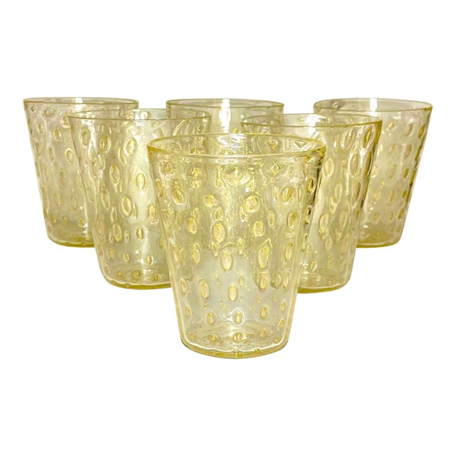 Striulli Verte D’Arte Murano Glasses Set Signed - Set of 6 For Sale