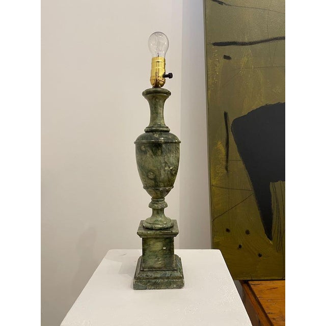 Green Vintage Green Marble Urn Form Table Lamps — a Pair For Sale - Image 8 of 12