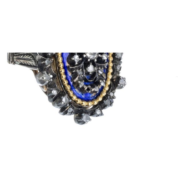 Silver and Gold Ring with Enamel and Diamonds, 19th Century For Sale - Image 6 of 8