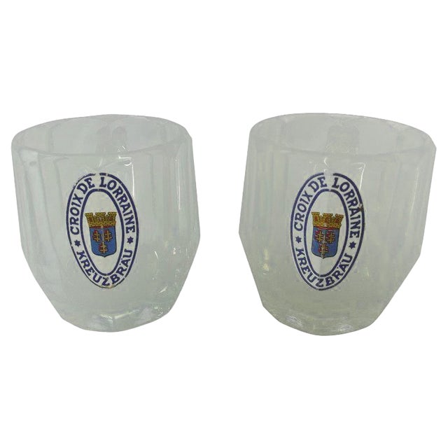 Enameled Beer Mugs, Pair For Sale