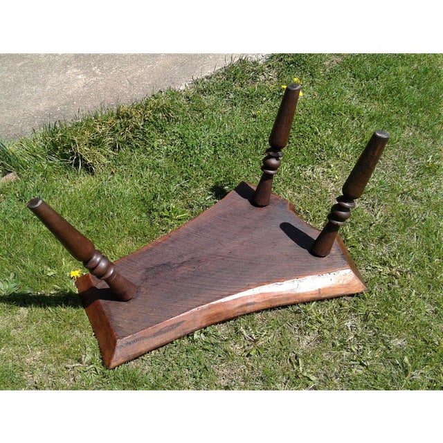 Antique Primitive Solid Walnut Plank Bench Live Edge 1900s Era For Sale - Image 11 of 12