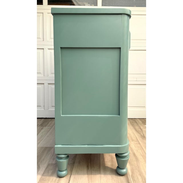 Antique 2-Over-3 Chest of Drawers Painted in Cameroon Green For Sale - Image 10 of 12
