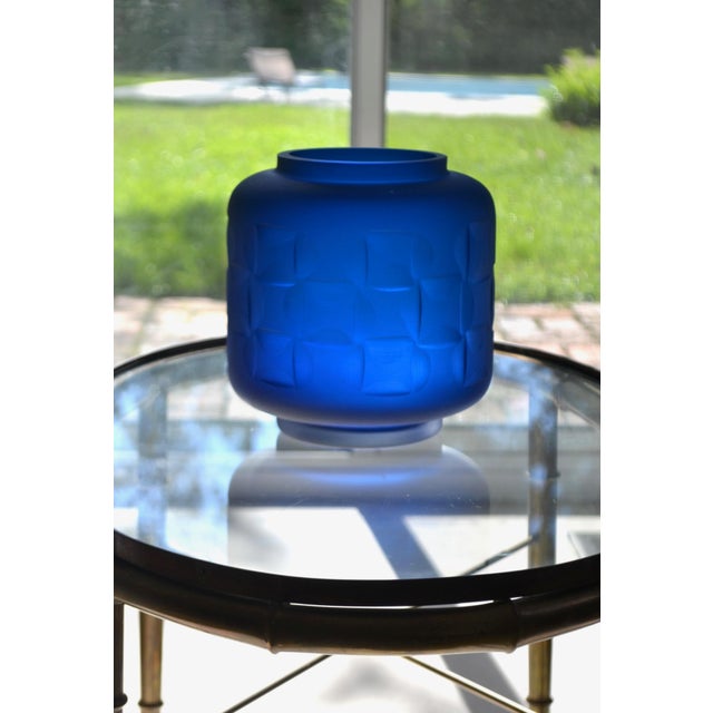 MidCentury Blue Glass Vase Chairish