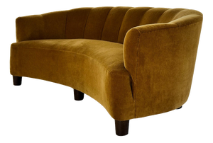 Swedish Art Deco Curved Velvet Sofa, 1940s