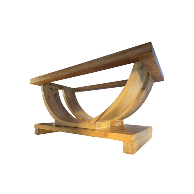 Rare 40s Solid Wood Coffee Table W/Glass Top Attributed to Brown Saltman - Refinished For Sale In Detroit - Image 6 of 14