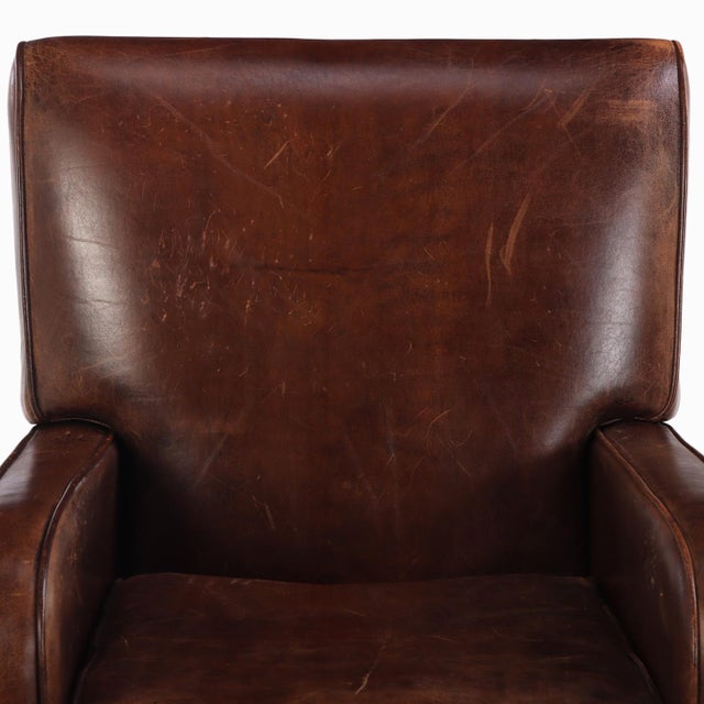 1960s A Pair of Dutch Art Deco Style Leather Club Chairs, C. 1960. For Sale - Image 5 of 8