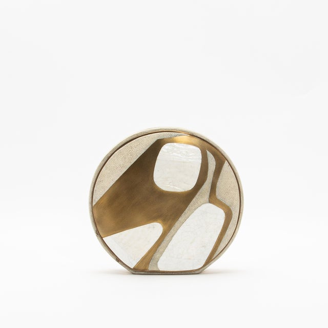 2020s Modern Vase in Shagreen With Mother of Pearl and Brass Details by R&y Augousti For Sale - Image 5 of 11