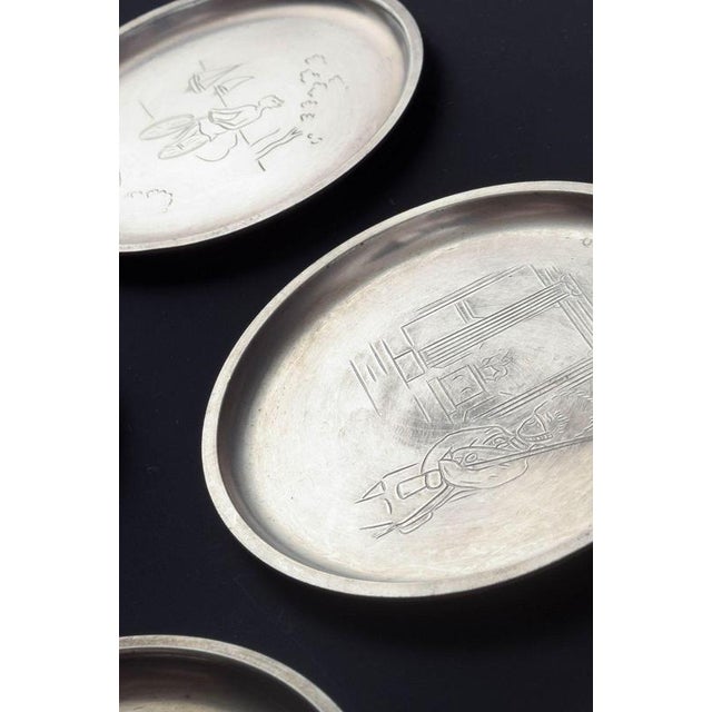 1930s Pewter Bottle Coasters from Just Andersen, Denmark, 1940s, Set of 7 For Sale - Image 5 of 8