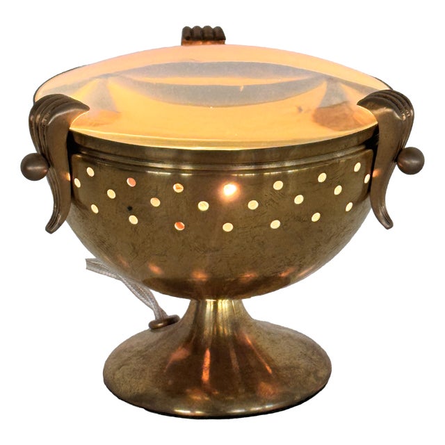 Vintage Italian Brass and Glass Table Lamp from Fontana Arte, 1950s For Sale