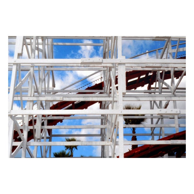 Realism "Roller Coaster With Palms 2" - Santa Cruz Beach Boardwalk Color Photograph by Deborah Eddy For Sale - Image 3 of 5