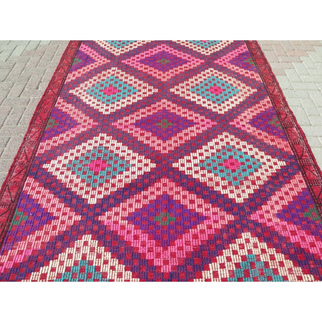 Turkish 1980s Turkish Amethyst Color Handmade Jejim Kilim Rug For Sale - Image 3 of 11