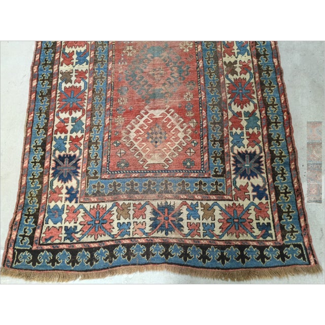 Distressed Antique Hand-Knotted Caucasian Gallery Rug. 4'7'x 8'10". For Sale In Los Angeles - Image 6 of 18