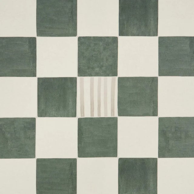 Contemporary Sample - Schumacher X Backdrop Gambit Panel in Sage & Deep Green For Sale - Image 3 of 6