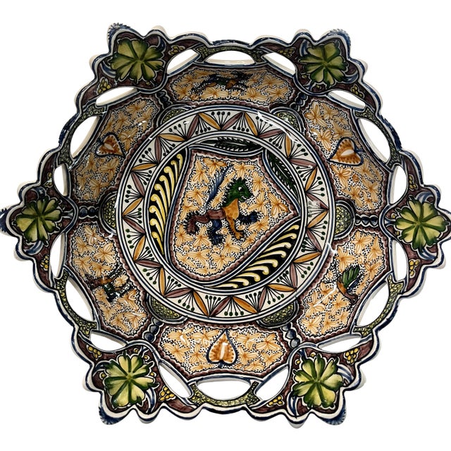 Coimbra Ceramic - Hand Painted Portuguese Fruit Basket 2 For Sale