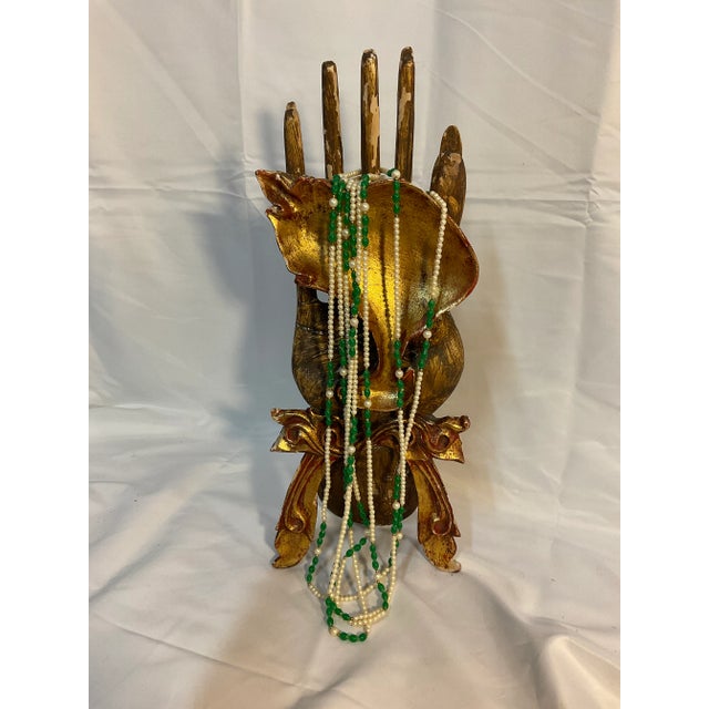 Early 20th Century Asian Gold Florentine Carved Wooden Hand Server For Sale - Image 4 of 6