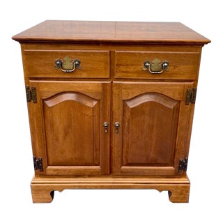 Vintage Ethan Allen Nightstand With Antique Brass Hardware For Sale