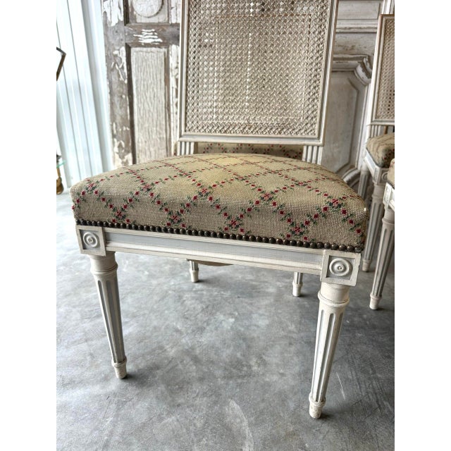 Vintage Louis XVI Lacquered Chairs, 1950, Set of 6 For Sale - Image 3 of 10