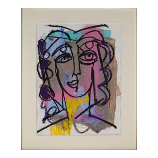 Contemporary Cubist Portrait Painting of a Woman For Sale