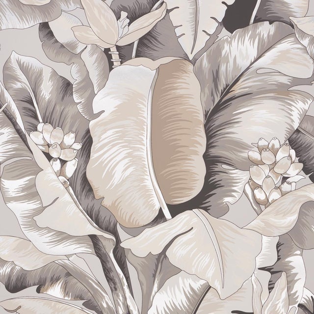Sample - Schumacher Botanico Metallic Wallpaper in Platinum For Sale