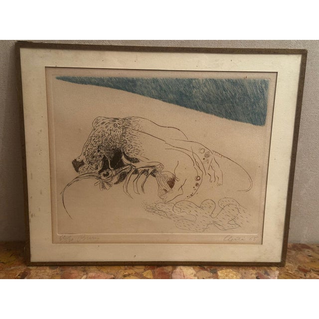 Paper Jean Clerté, Abstract Composition, Proof 52/120,1965, Engraving, Framed For Sale - Image 7 of 15