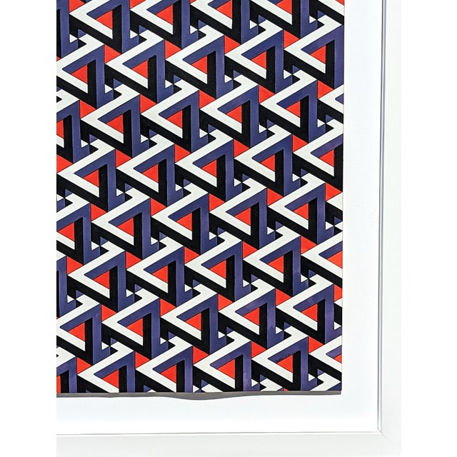 Austin Magruder "Penrose Steps" Contemporary Red and Purple Hand Drawn Tessellated Abstract, 2020 For Sale - Image 4 of 8
