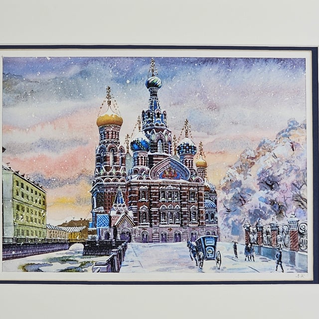 This vintage art print depicts the magnificent St. Petersburg Cathedral of Spilled Blood in Russia. The print captures the...