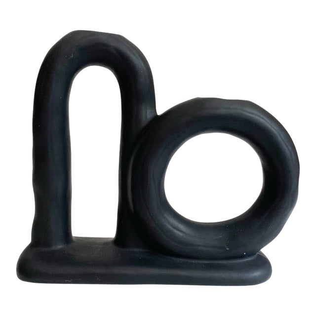 Modern Matte Black Ceramic Looped Bud Vase For Sale