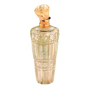 Perfume Bottle in Glass and 15k Gold For Sale