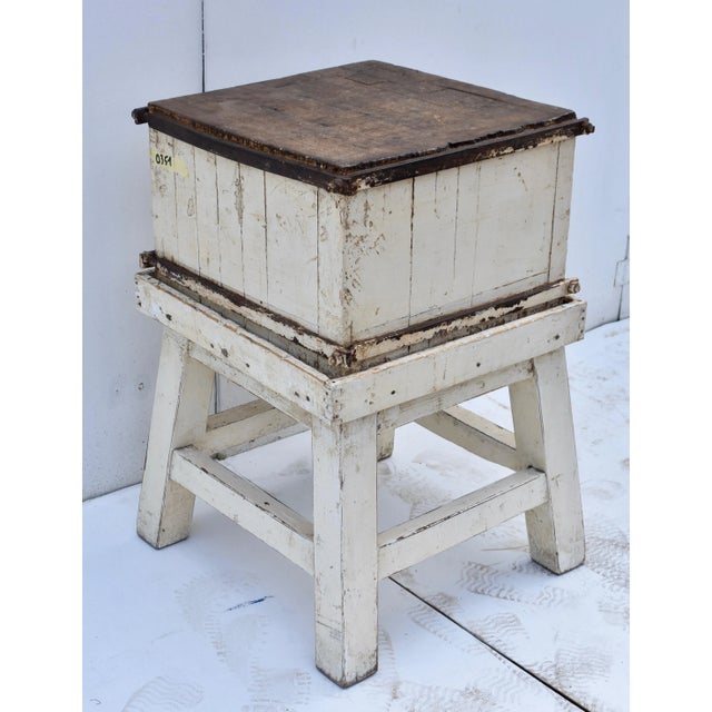 Painted Oak Iron Banded Chopping Block, Netherlands, Circa 1920 For Sale - Image 4 of 10