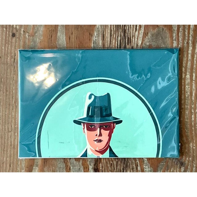 Paper Vintage Figurative Painting of Man in Hat on Paper For Sale - Image 7 of 12