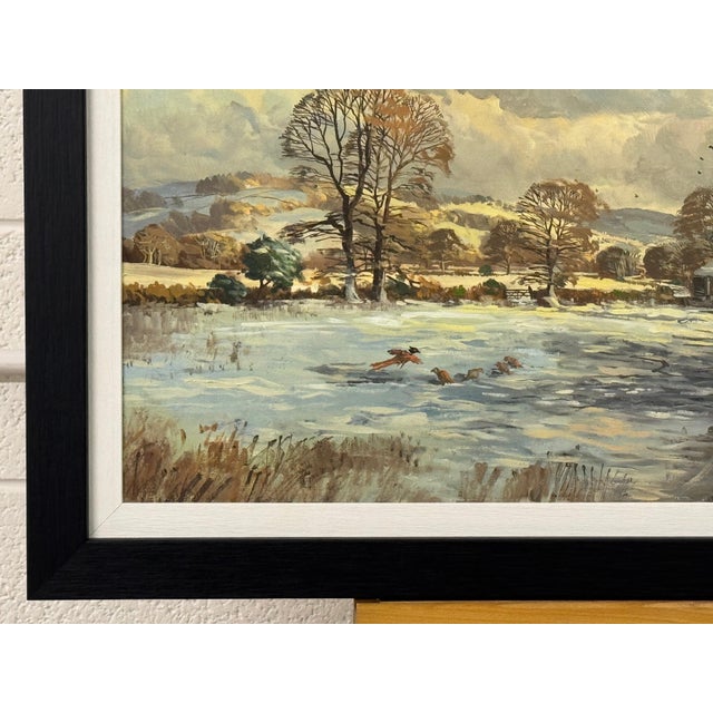 John Miller Winter landscape with snow covered fields & farmhouse in the English Countryside 1985 Circa For Sale - Image 13 of 14