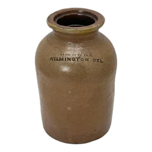 Antique Mid 19th Century American Stoneware Oyster Crock - Jar by William Hare of Wilmington Delaware