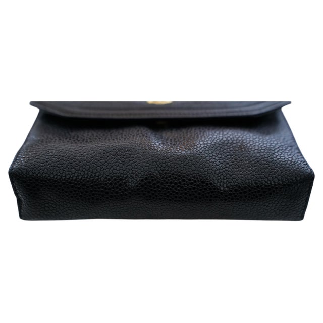 Christian Dior Black Caviar Leather Envelope Clutch, 1990s For Sale - Image 10 of 14