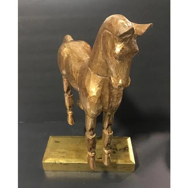 Vintage Reticulated Golden Wooden Horse For Sale - Image 12 of 13