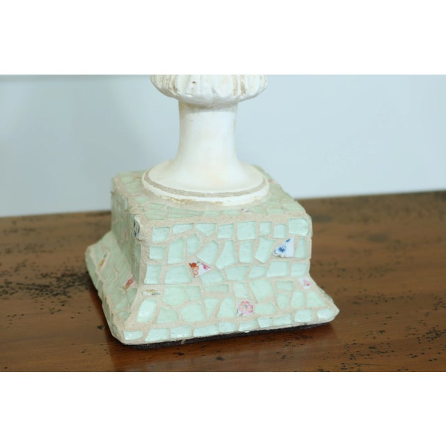 1980s Mosaic Urn Style Chic Table Lamp W. Shade For Sale - Image 4 of 8