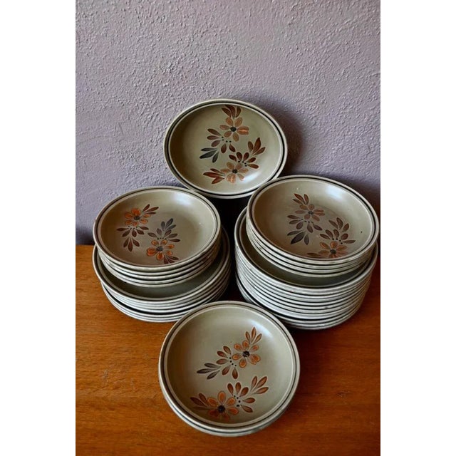 Rustic Stoneware Dinnerware Service from Ateliers du Revernay, 1970s, Set of 30 For Sale - Image 3 of 12