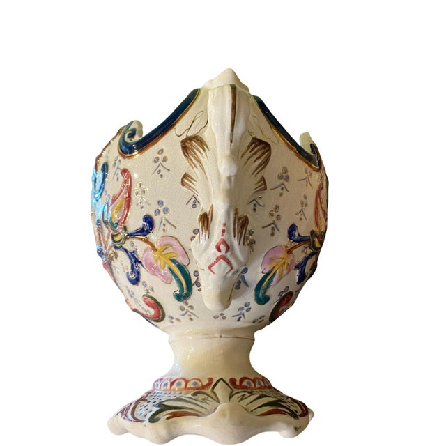 Antique Barbotine Majolica Jardinière For Sale - Image 4 of 6