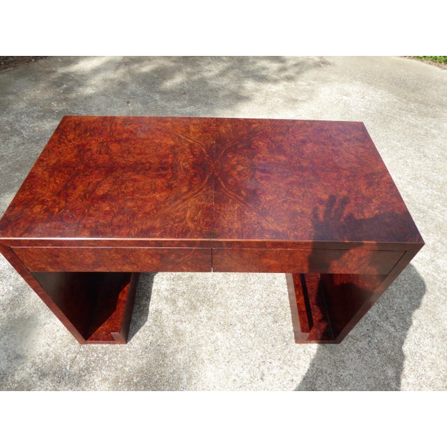 Elm Burl Writing Desk / Dazzling, Intense Elm Burl For Sale - Image 4 of 9